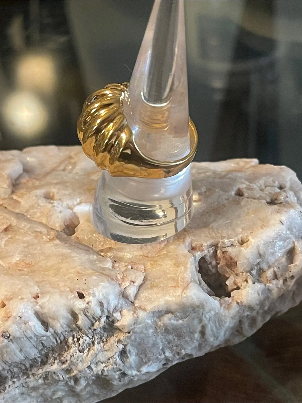 18Kt H.G.E. Gold Ribbed Dome Ring Accent - Unbranded